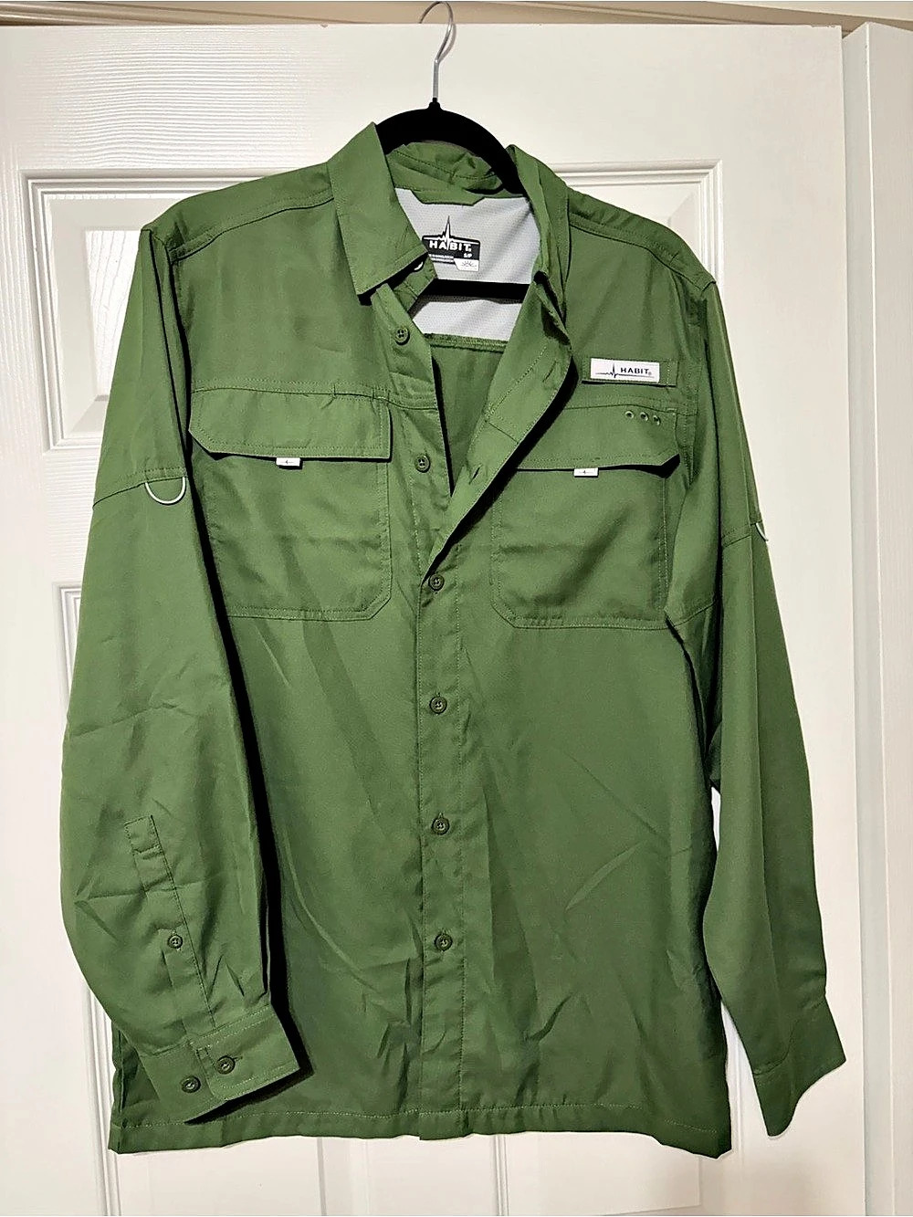 Habit River Guide Long Sleeve Fishing Shirt Green Size Small